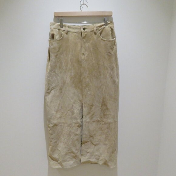 VINTAGE EDDIE BAUER Seattle Suede Washable Leather Midi Skirt Sz 10 Boho Granola - Picture 2 of 14